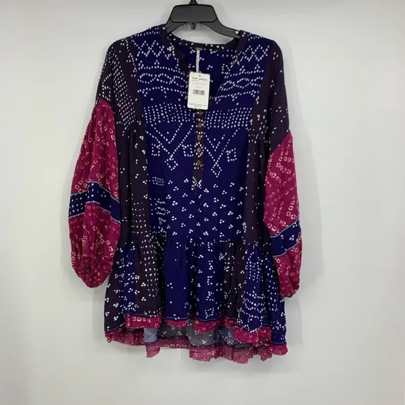 Free People Shibori Long Sleeve Tunic Dress - Picture 3 of 6